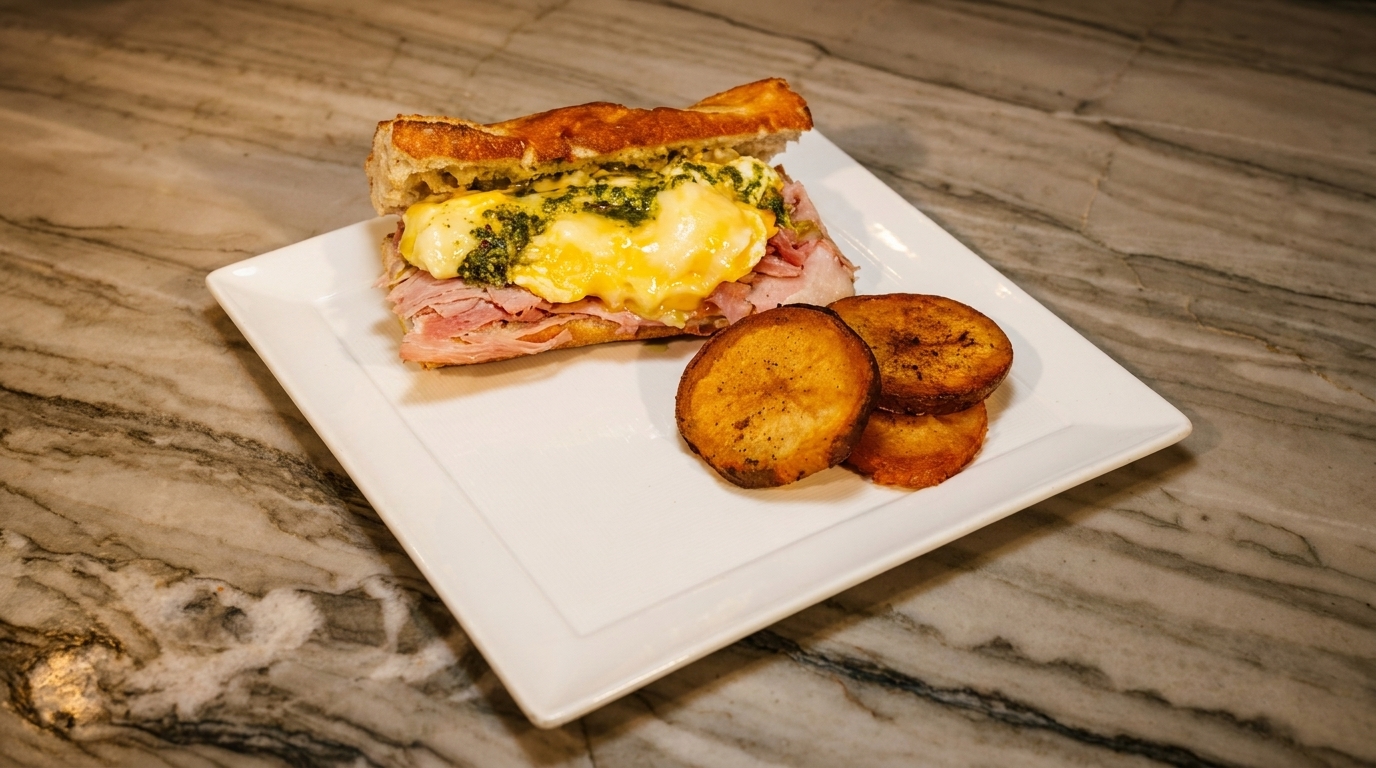 Breakfast sandwich with plantains