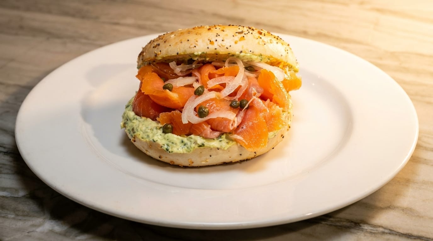 Smoked salmon bagel